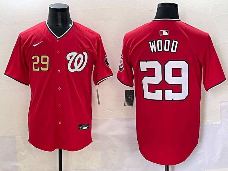 Men 2025 Washington Nationals 29 Wood Red Game Nike MLB Jersey style 4